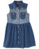 Image #1 - Wrangler Girls' Two-Tone Denim Sleeveless Snap Dress, Blue, hi-res