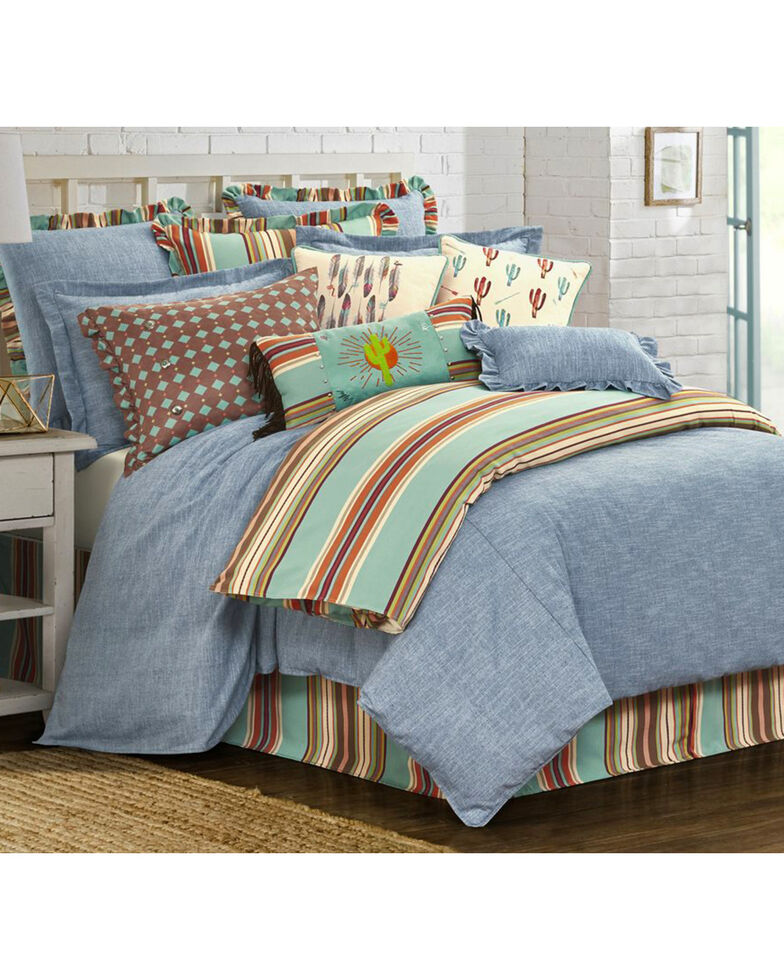 Hiend Accents Light Blue Chambray 3 Piece Comforter Set Super
