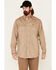 Ariat Men's FR Solid Twill Long Sleeve Button Down Work Shirt, Khaki, hi-res