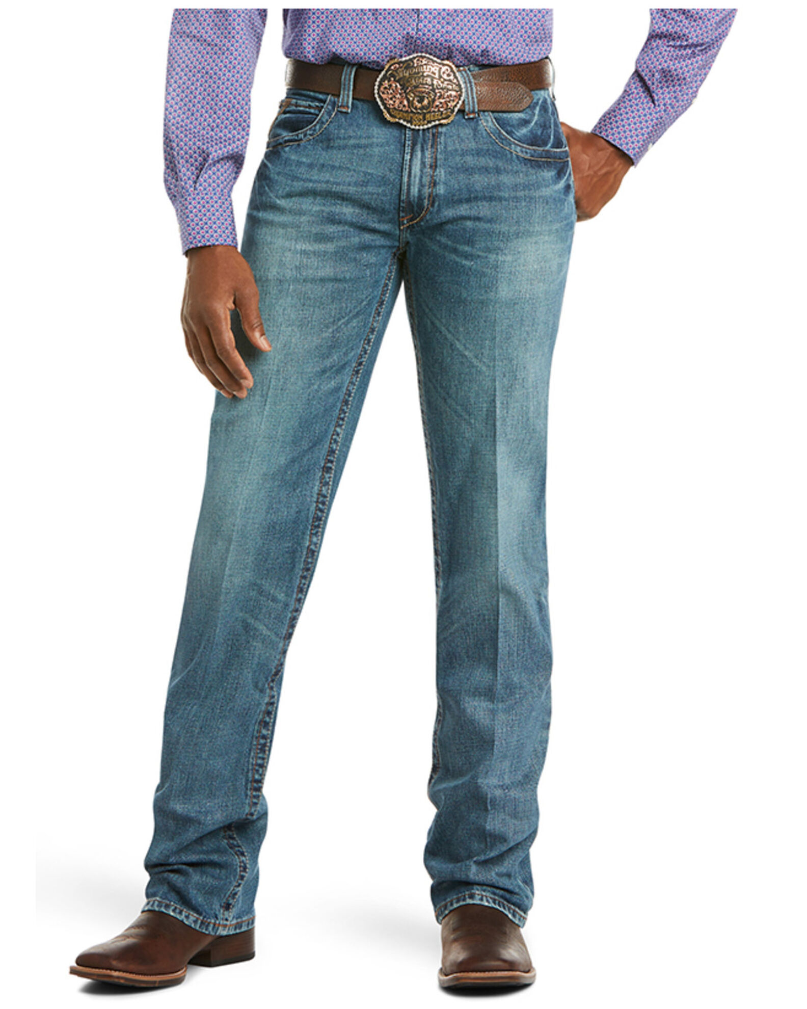 Image #1 - Ariat Men's M4 Low Rise Scoundrel Bootcut Jeans, Indigo, hi-res