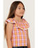 Image #2 - Shyanne Girls' Grid Plaid Print Ruffle Top, Grape, hi-res