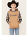 Image #1 - Hooey Boys' Striped Print Logo Hooded Sweatshirt , Brown, hi-res