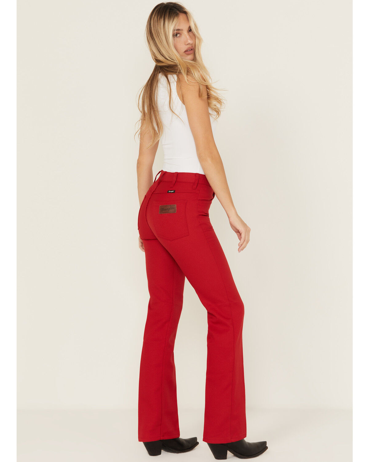 Image #3 - Wrangler Retro Women's Wrancher High Rise Straight Stretch Denim Jeans, Red, hi-res