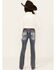 Grace in LA Girls' Medium Wash Mid Rise Southwestern Bootcut Jeans , Medium Wash, hi-res