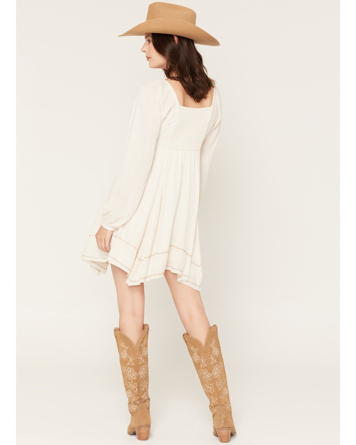 Image #4 - Shyanne Women's Piper Embroidered Hanky Hem Mini Dress, Natural, hi-res