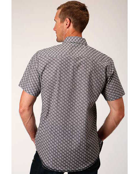 West Made Men's Neat Paisley Print Short Sleeve Western Shirt , Grey, hi-res