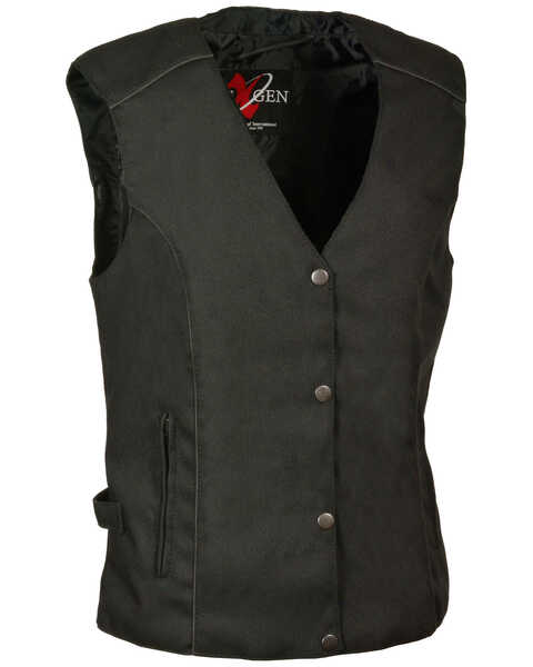 Milwaukee Leather Women's Stud & Wing Embroidered Vest - 3X, Black, hi-res