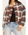 Image #3 - Cleo + Wolf Women's Cropped Plaid Print Jacket , Rust Copper, hi-res
