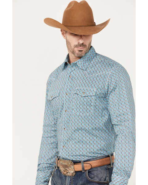 Wrangler 20X Men's Advanced Comfort Printed Long Sleeve Button Down Western Shirt, , hi-res