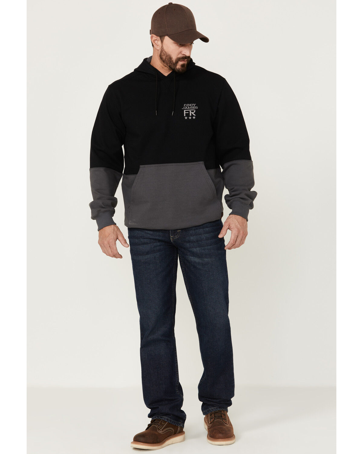 Image #2 - Cody James Men's FR Fleece Solid Hooded Work Sweatshirt, Black, hi-res