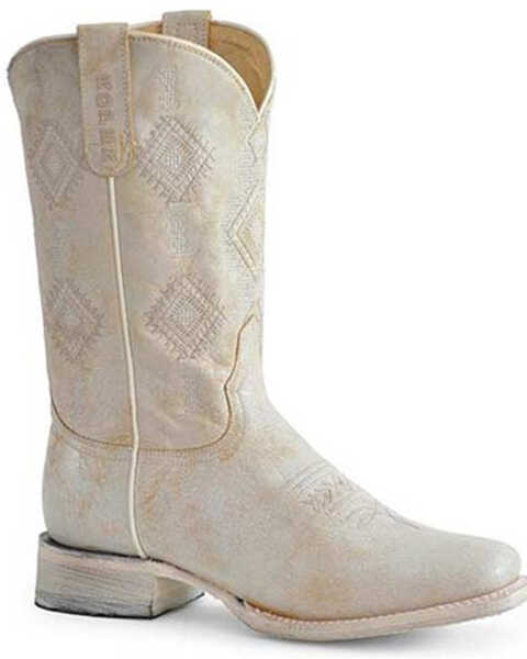 Image #1 - Roper Women's Southwestern Western Boots - Square Toe, White, hi-res