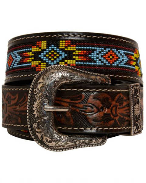Image #2 - Myra Bag Women's Polychrome Southwestern Hand-Tooled Leather Belt, Brown, hi-res