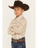 Image #2 - Cowboy Hardware Boys' Distressed Southwestern Print Long Sleeve Snap Western Shirt , Tan, hi-res