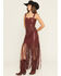 Image #4 - Idyllwind Women's Payson Faux Leather Fringe Maxi Skirt, Cherry, hi-res