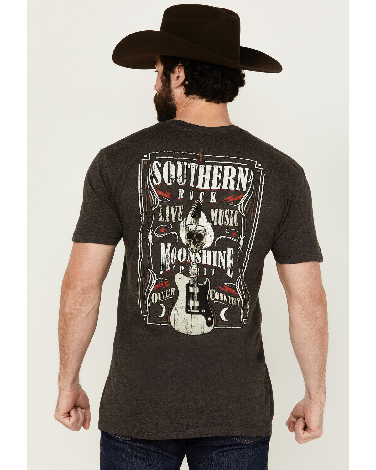 Image #1 - Moonshine Spirit Men's Southern Rock Short Sleeve Graphic T-Shirt, Charcoal, hi-res