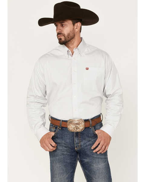 Image #1 - Cinch Men's Micro Stripe Long Sleeve Button-Down Western Shirt , Light Blue, hi-res