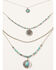 Shyanne Women's Shimmer Concho Four Tier Silver & Turquoise Necklace, Silver, hi-res