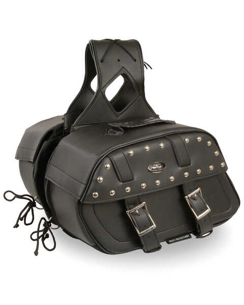 Image #3 - Milwaukee Leather Zip-Off Studded Throw Over Rounded Saddle Bag, Black, hi-res