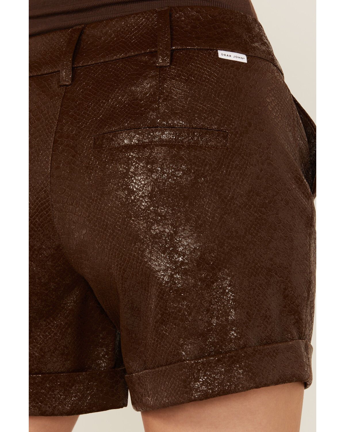 Image #4 - Dear John Women's Mid Rise Snake Print Shorts, Brown, hi-res