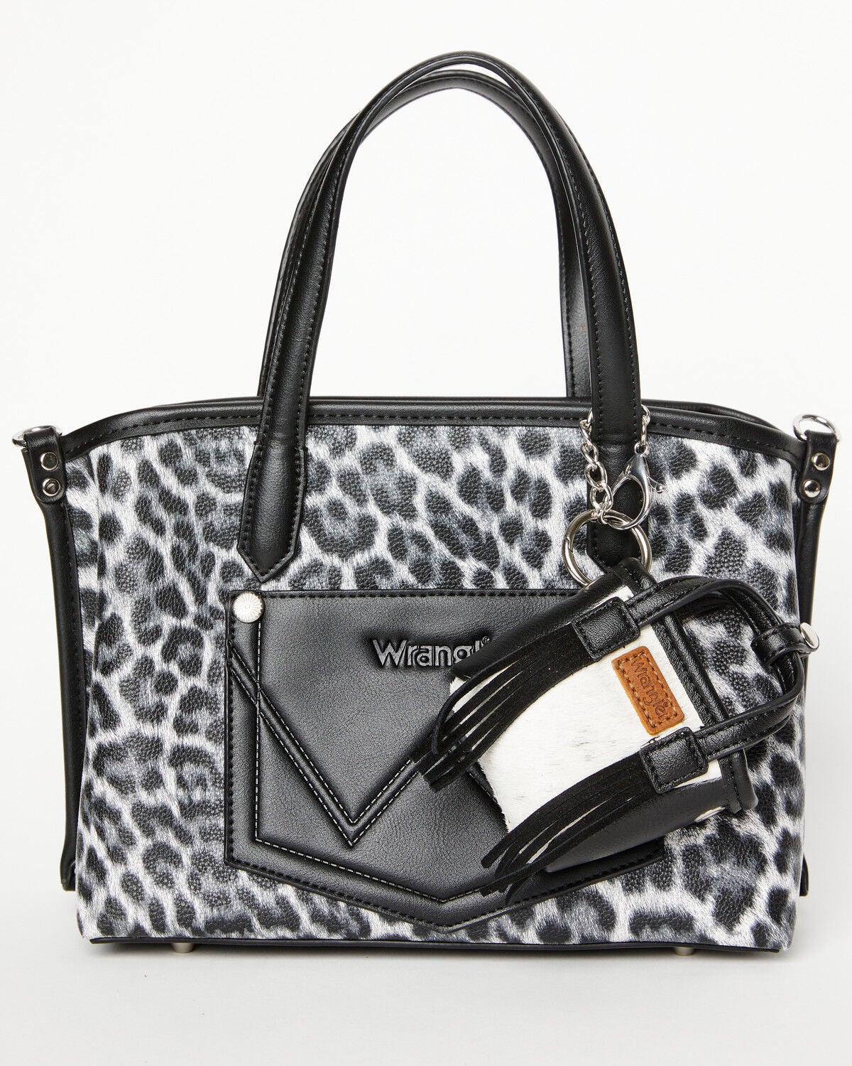 Image #1 - Wrangler X Boot Barn Cowhide Mini Handbag Charm, Black, hi-res