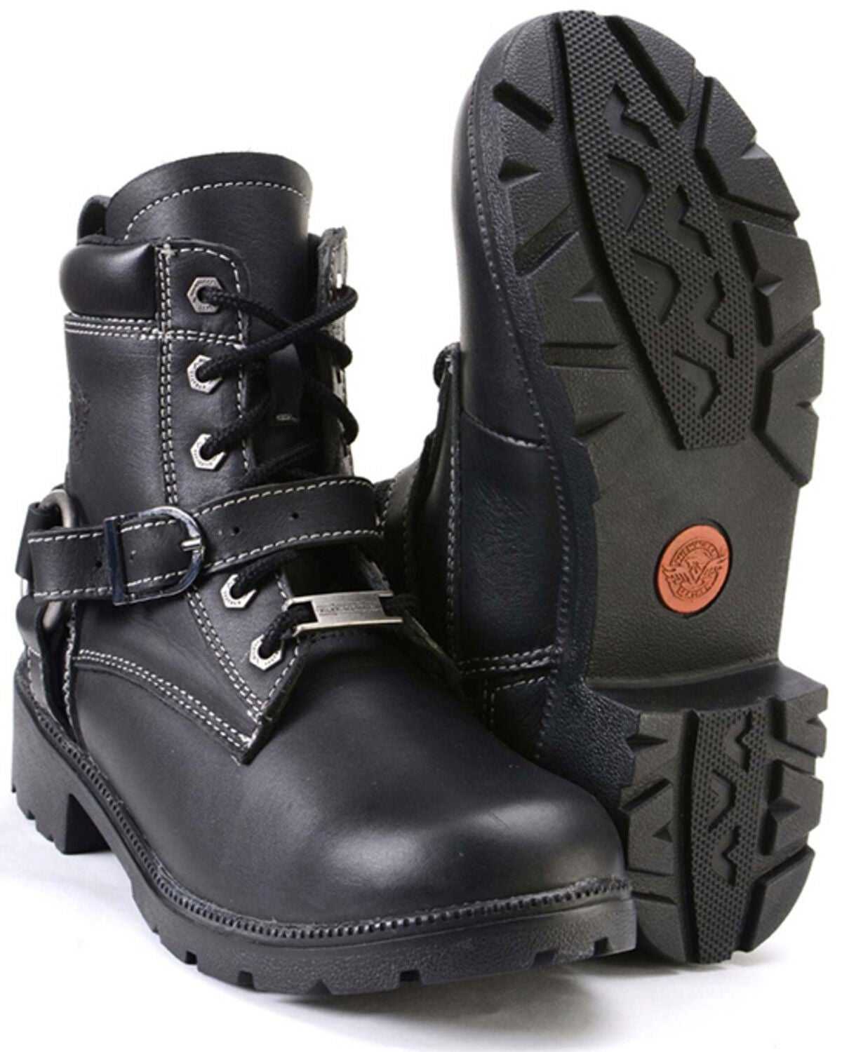 Image #4 - Milwaukee Leather Women's 7" Lace-To-Toe Harness Motorcycle Boots - Round Toe, Black, hi-res