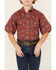 Image #3 - Rock & Roll Denim Boys' Paisley Print Short Sleeve Pearl Snap Stretch Western Shirt, Red, hi-res
