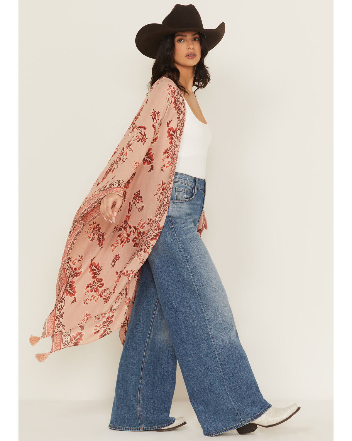 Image #3 - Shyanne Women's Floral Print Crinkle Shawl, Light Pink, hi-res