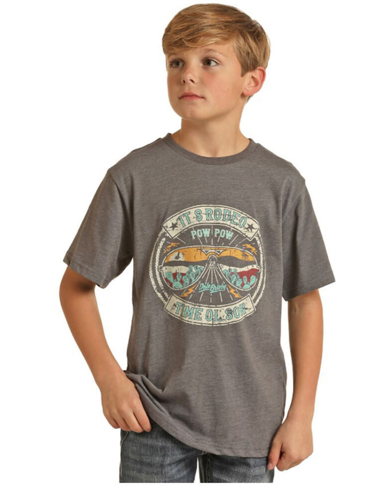 Rock & Roll Denim Boys' Dale Brisby Rodeo Time Graphic T-Shirt, Grey, hi-res