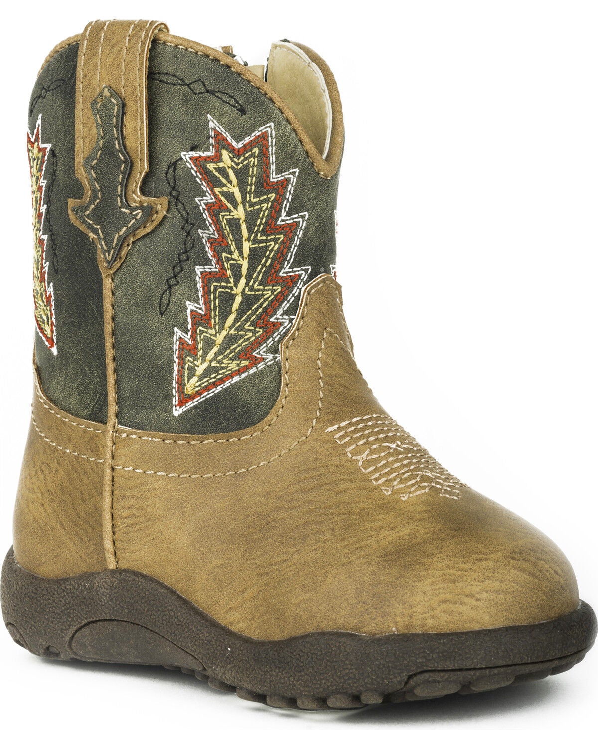 Roper Infant Boys' Cowbaby Arrowheads Pre-Walker Western Boots - Round Toe, Tan, hi-res