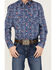 Rough Stock by Panhandle Boys' Paisley Stripe Wallpaper Print Long Sleeve Pearl Snap Shirt, Navy, hi-res