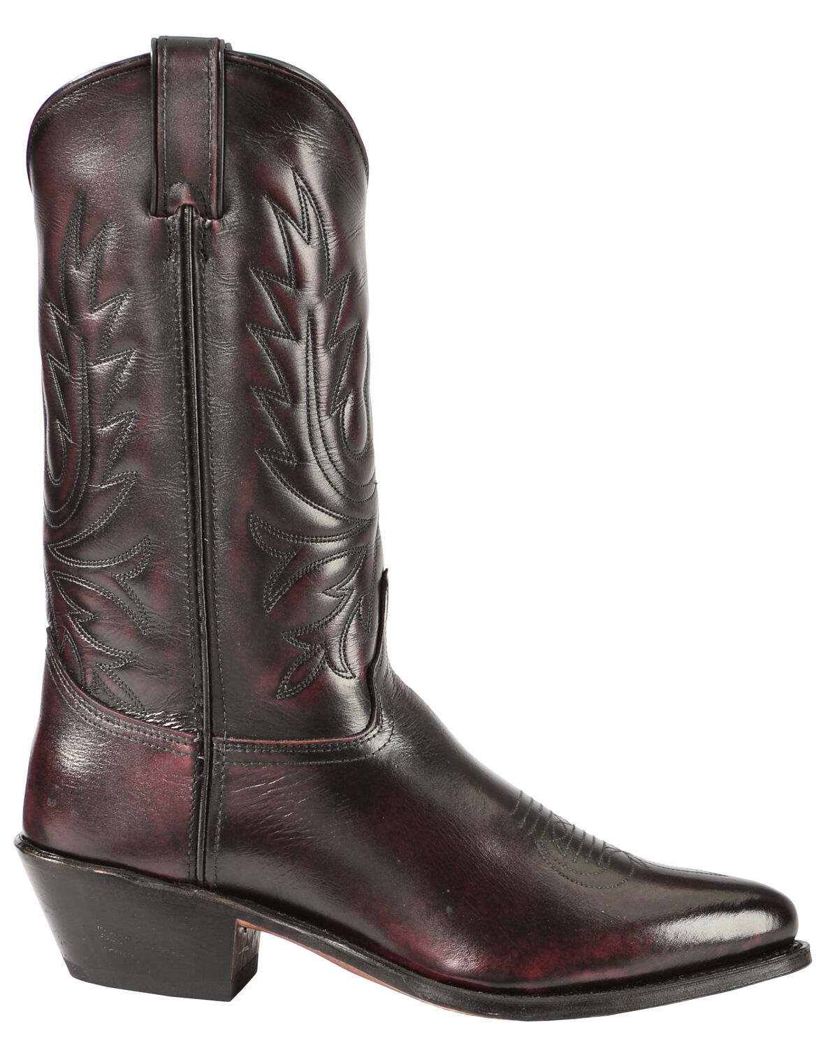 Image #2 - Abilene Black Cherry Polished Cowhide Boots - Round Toe, Black Cherry, hi-res