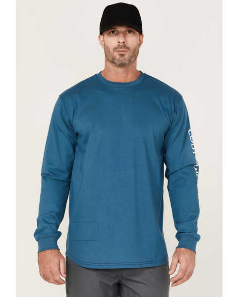 Cody James Men's FR Logo Long Sleeve Work T-Shirt - Tall , Blue, hi-res