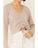 Image #2 - Wild Moss Women's Ribbed Lurex Cinch Front Knit Top, Ivory, hi-res