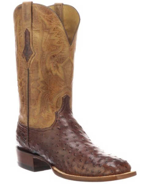 Image #1 - Lucchese Men's Cliff Exotic Western Boots - Square Toe, Dark Brown, hi-res