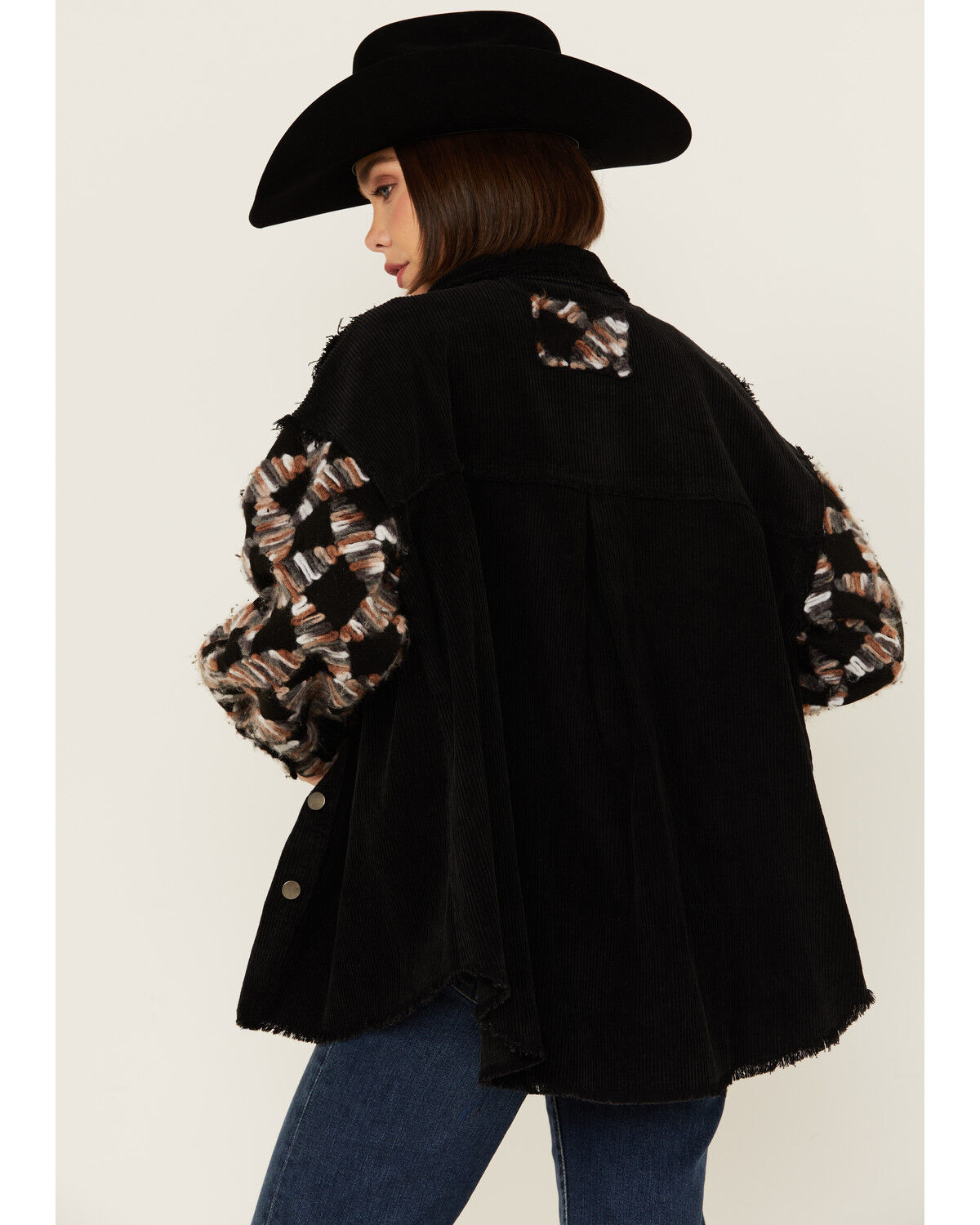 Image #4 - POL Women's Ribbon Detail Shacket, Black, hi-res