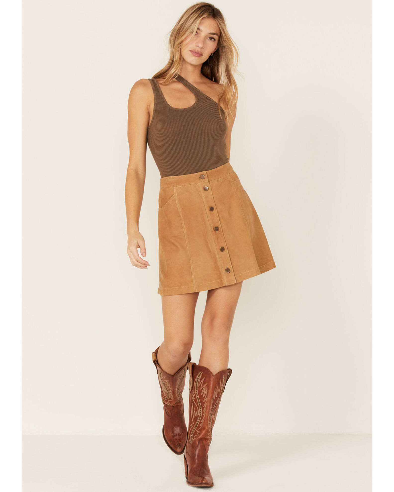 Stetson Women s Lamb Suede Button Down Mini Skirt Sheplers