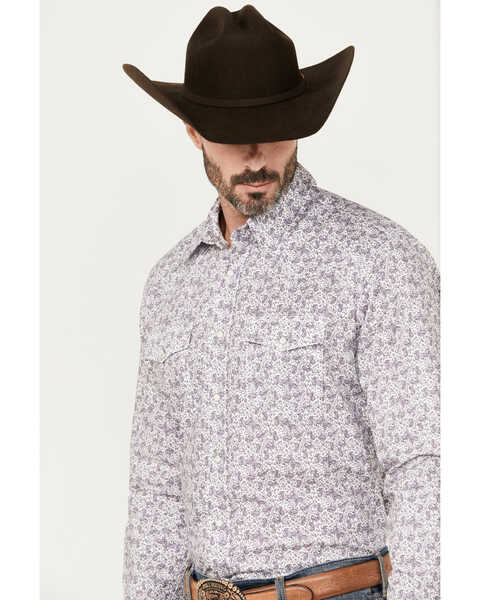 Image #2 - Wrangler 20X Men's Advanced Comfort Paisley Print Long Sleeve Snap Western Shirt, Purple, hi-res