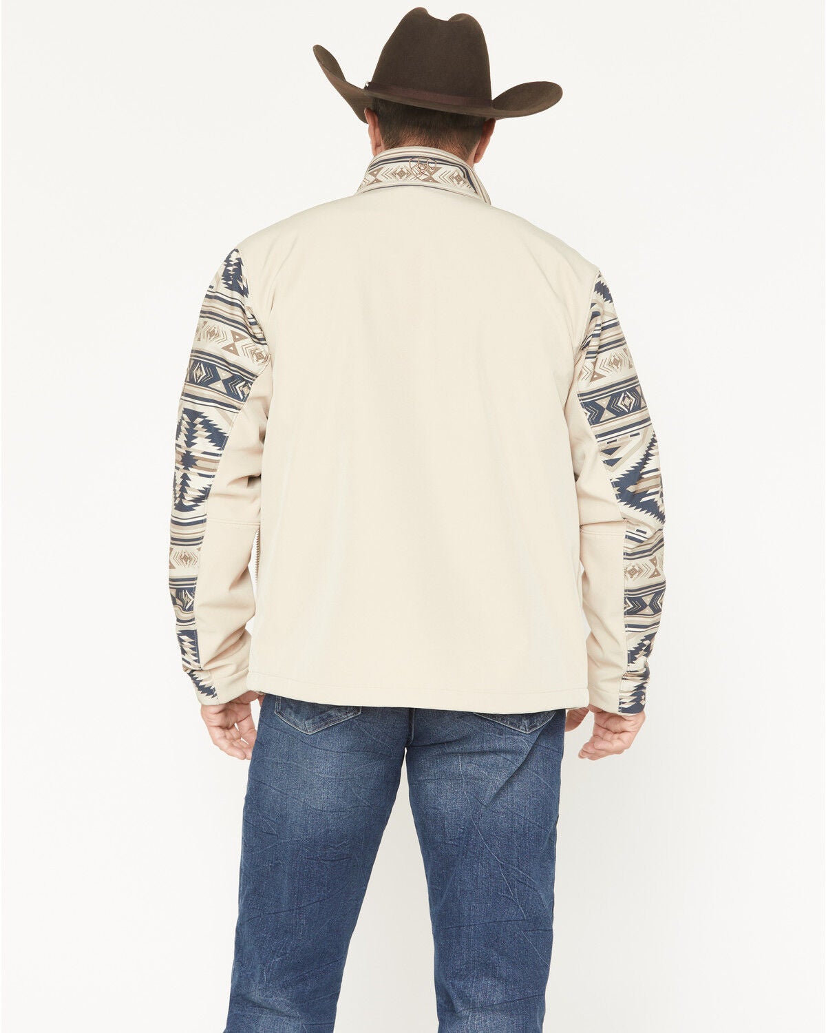 Image #4 - Ariat Men's Southwestern Colorblock Concealed Carry Softshell Jacket, Sand, hi-res
