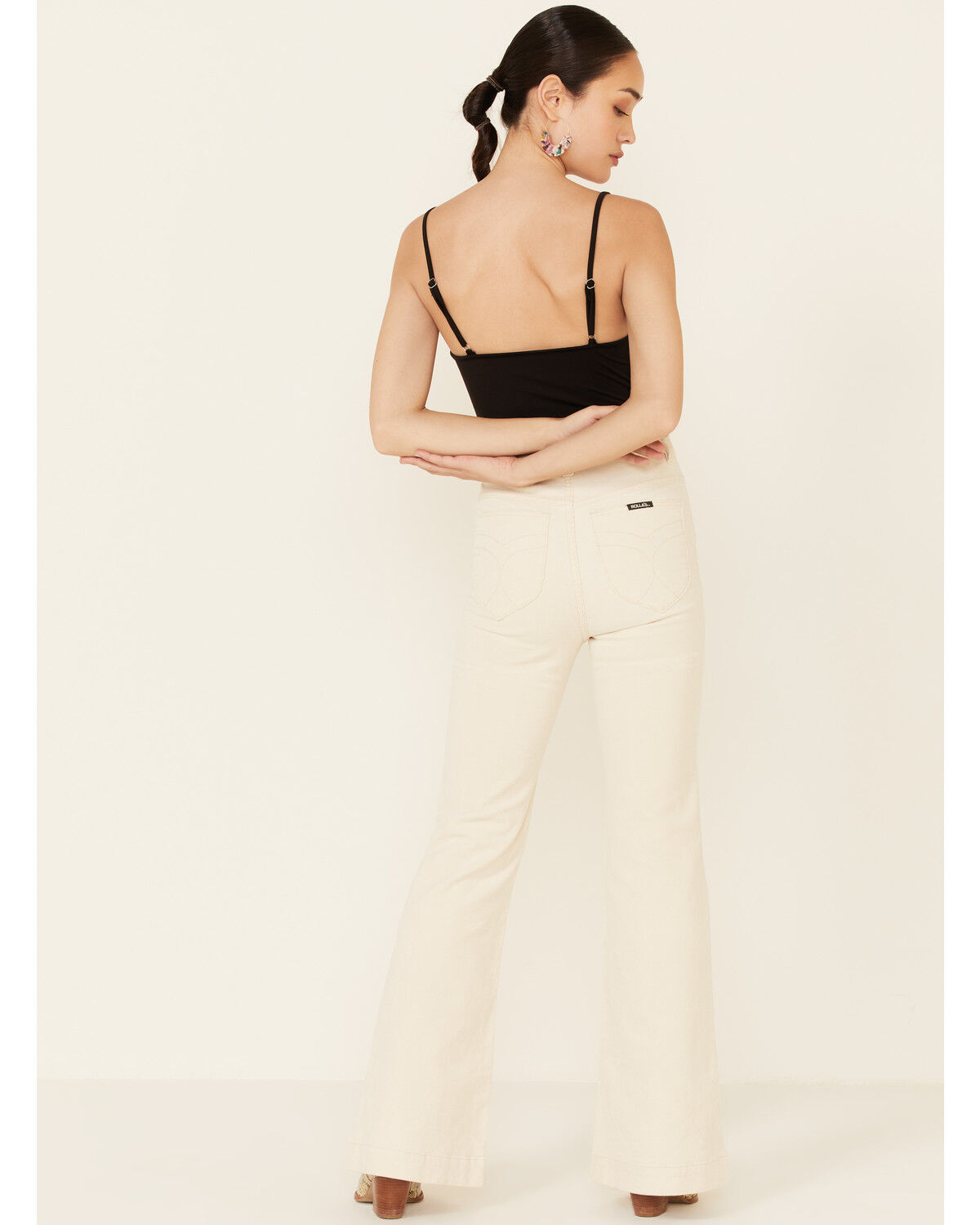 Image #2 - Rolla's Women's East Coast High Rise Flare Jeans, Ivory, hi-res