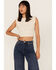 Image #2 - Shyanne Women's Ribbed Ruffle Crop Top, Sand, hi-res