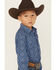 Image #3 - Roper Boys' Medallion Print Long Sleeve Snap Western Shirt, Blue, hi-res