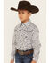 Image #2 - Cowboy Hardware Boys' Range Floral Print Long Sleeve Pearl Snap Western Shirt , White, hi-res