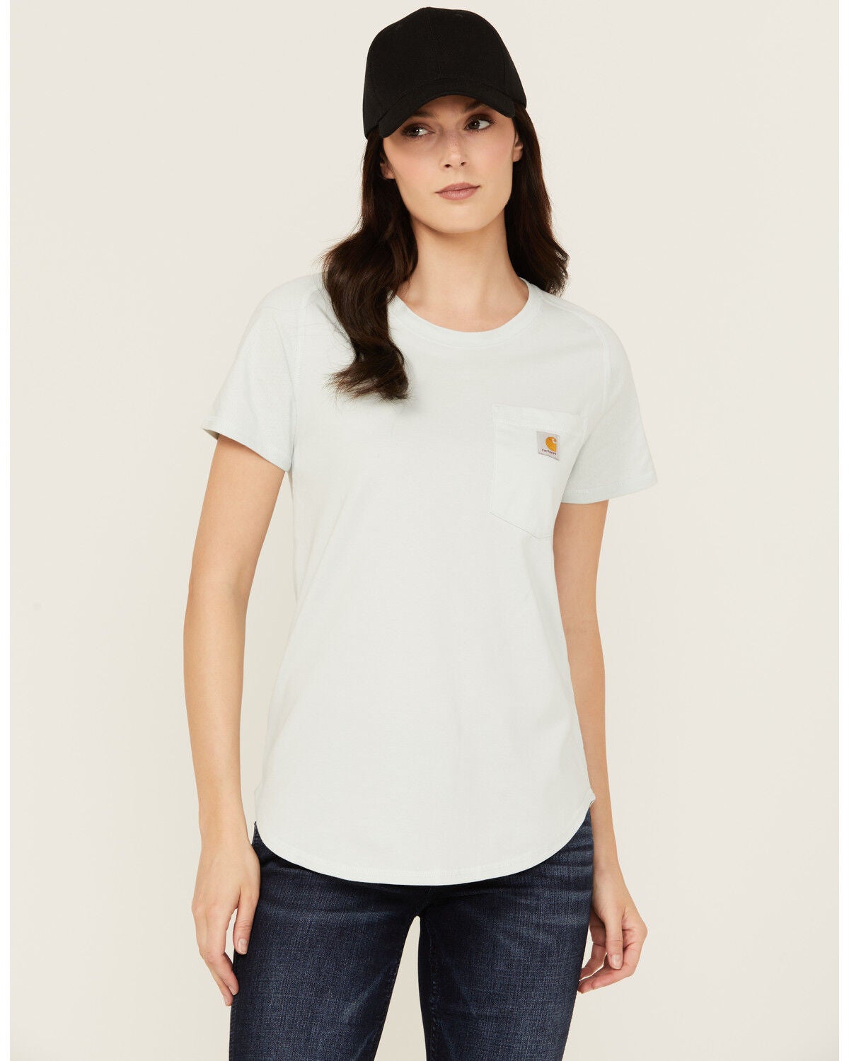 Image #1 - Carhartt Women's Force Relaxed Fit Midweight Pocket T-Shirt, Seafoam, hi-res
