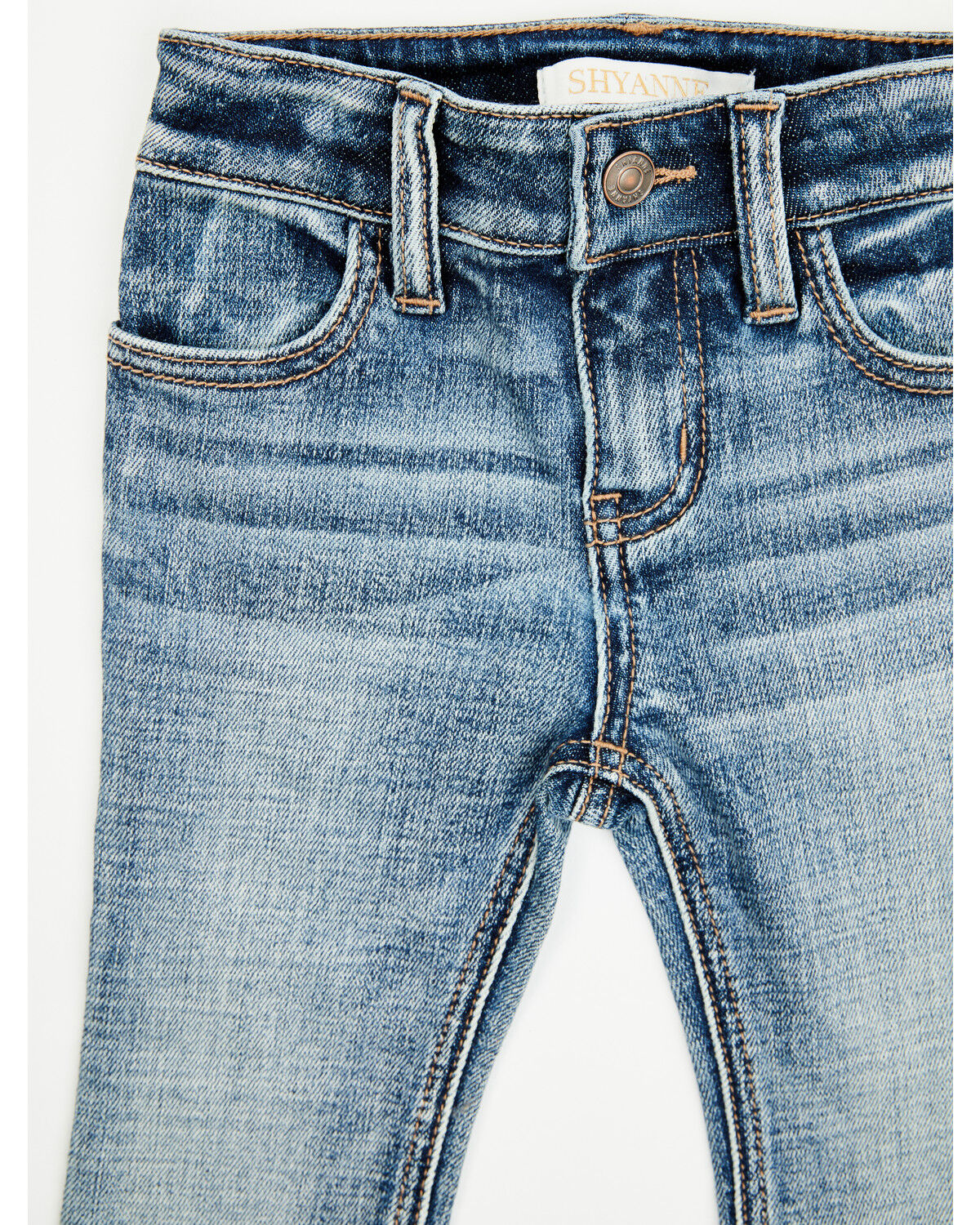 Image #4 - Shyanne Toddler Girls' Dawn Studded Back Bootcut Stretch Denim Jeans, Dark Wash, hi-res