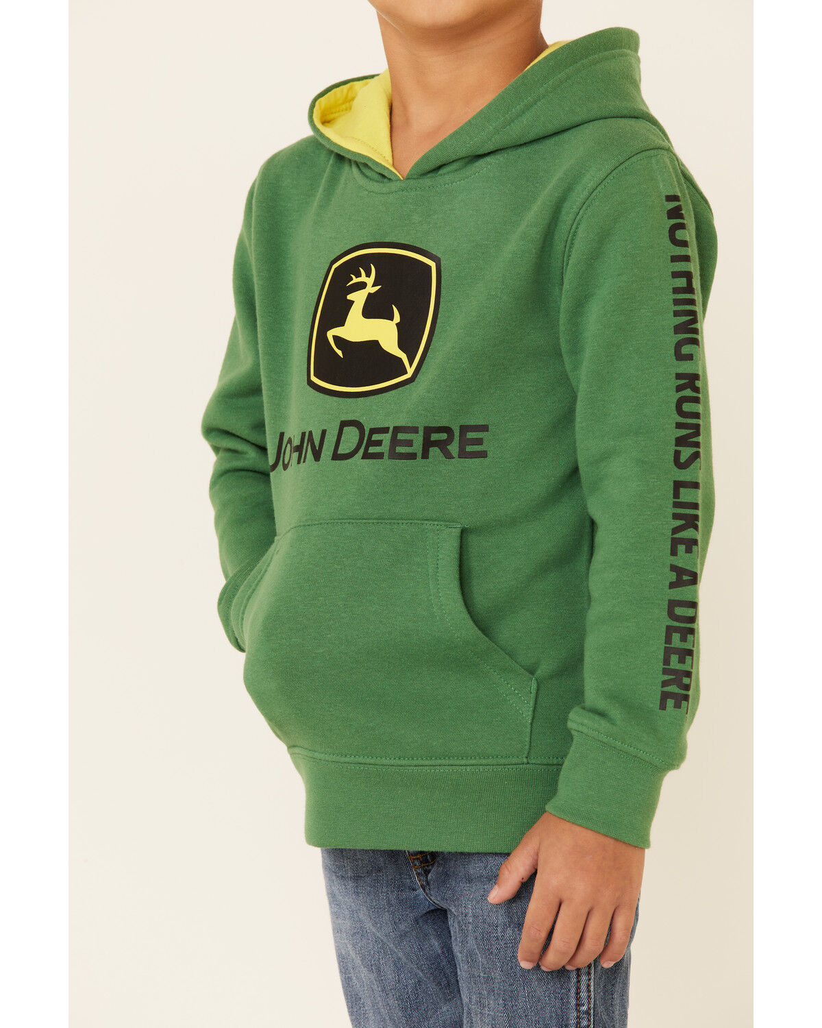 Image #3 - John Deere Boys' (4-7) Green Trademark Logo Sleeve Graphic Hooded Sweatshirt, Green, hi-res