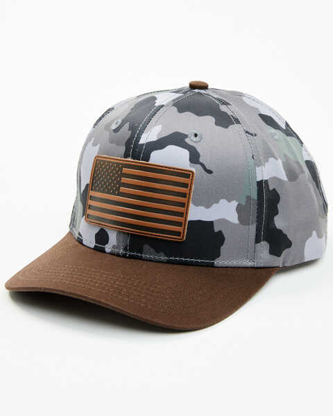 Cody James Boys' Hayes Camo Flag Patch Ball Cap, Charcoal, hi-res