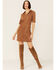 Image #1 - Paper Crane Women's Short Sleeve Faux Suede Shirt Dress, , hi-res