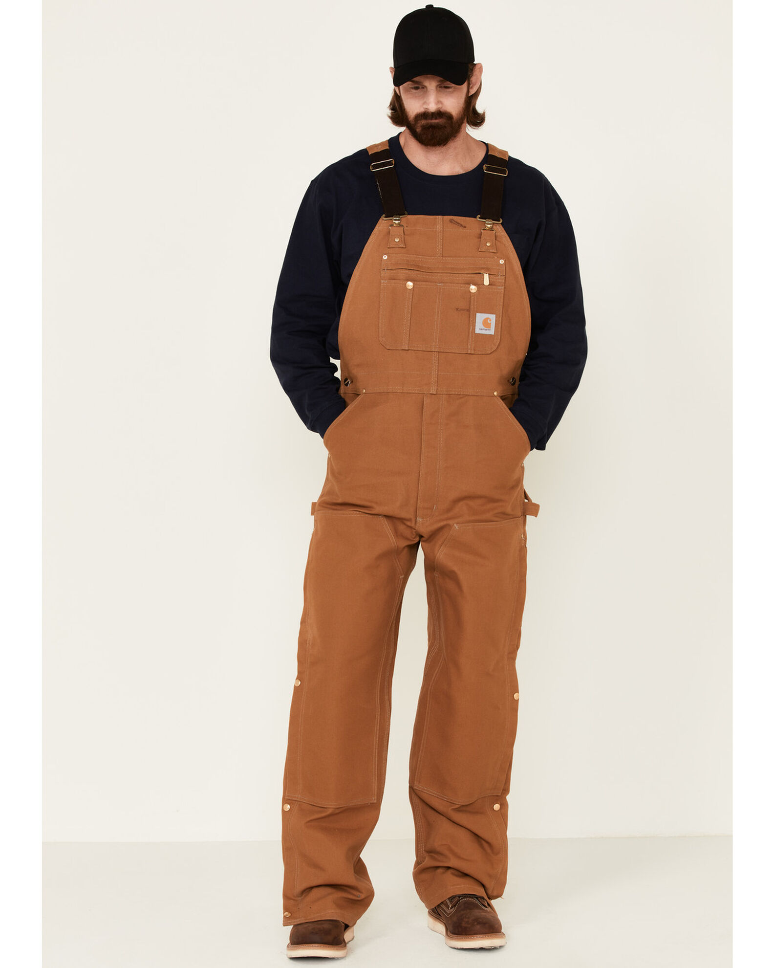 Carhartt Duck Zip-To-Thigh Quilt-Lined Bib Overalls for Men