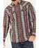 Image #4 - Moonshine Spirit Men's Ricochet Plaid Print Long Sleeve Snap Western Shirt, Purple, hi-res