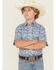Image #1 - Rock & Roll Boys' Paisley Print Short Sleeve Pearl Snap Stretch Western Shirt, Blue, hi-res